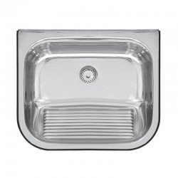 TANQUE DE PAREDE EM ACO INOX POLIDO 50X40CM COM VALVULA