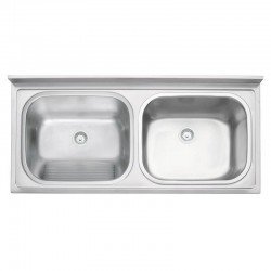 TANQUE DUPLO DE APOIO EM ACO INOX ACETINADO 120X55CM 2C 30+30 L COM VALVULA