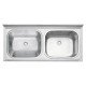 TANQUE DUPLO DE APOIO EM ACO INOX ACETINADO 120X55CM 2C 30+30 L COM VALVULA
