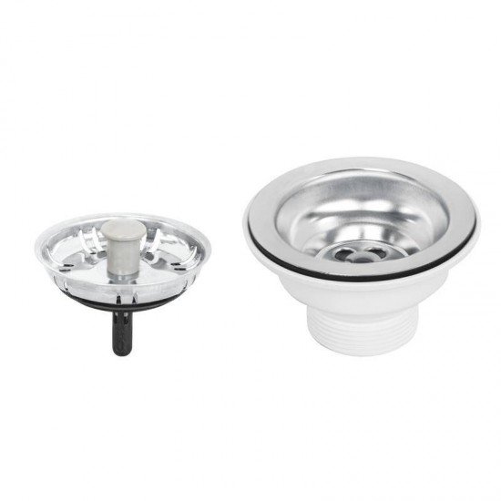 VALVULA TRAMONTINA ECONOMICA PARA PIAS CUBAS E TANQUES 3 1/2 SEM ESCAPE EM ACO INOX E POLIPROPILENO