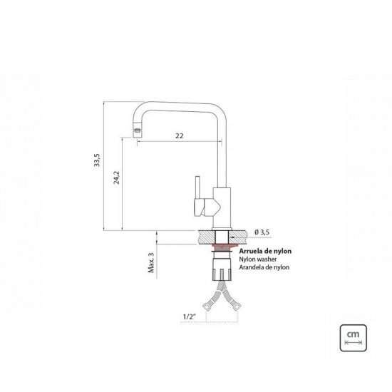 MISTURADOR MONOCOMANDO ANGOLARE EM AÇO INOX BLACK COM BICA ARTICULADA REVESTIMENTO PVD TRAMONTINA