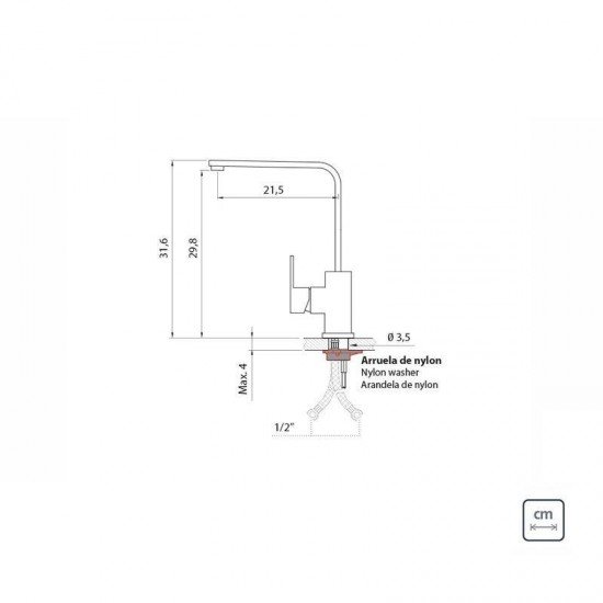 TORNEIRA MISTURADORA INOX MONOCOMANDO LINEA