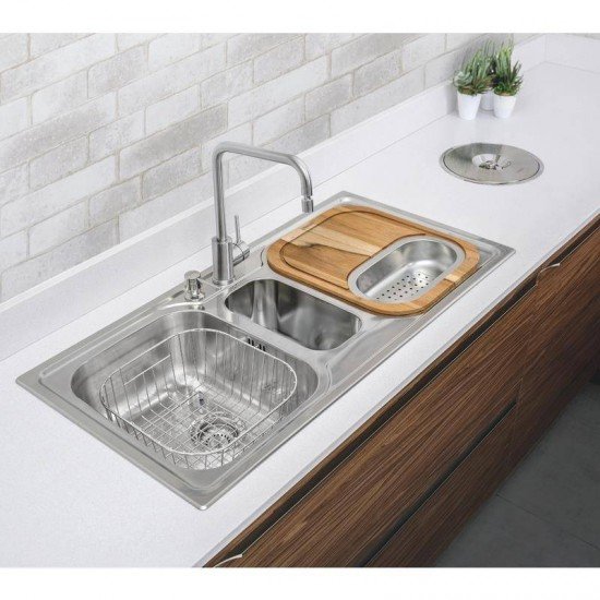 CESTA AUXILIAR TRAMONTINA QUADRADA EM ARAME CROMADO PARA CUBAS E PIAS 31,5X30,8CM