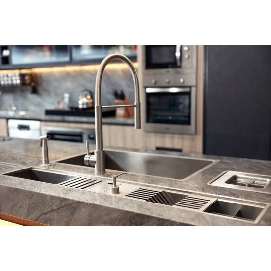 PORTA ESPONJA TRAMONTINA COM TAMPA E DOSADOR DE SABÃO LÍQUIDO EM AÇO INOX PARA USO EM CANAL ORGANIZADOR