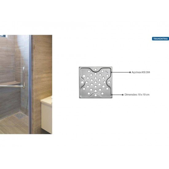 RALO QUADRADO ACO INOX 100X100MM AC TRAMONTINA