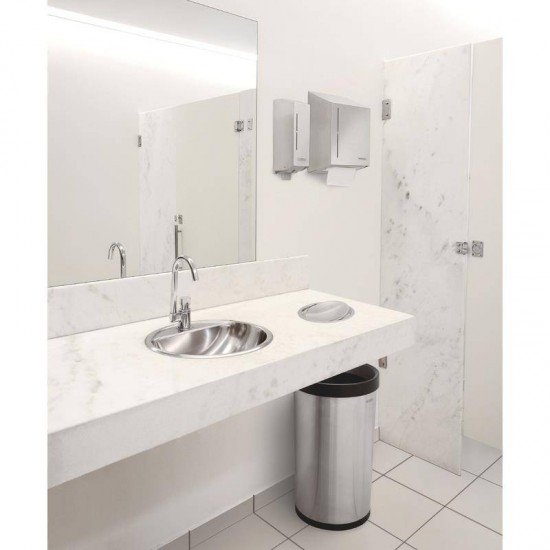 LIXEIRA INOX TRAMONTINA SEM TAMPA COM ACABAMENTO SCOTCH BRITE BASE E ARO EM POLIPROPILENO 50L KONIKA