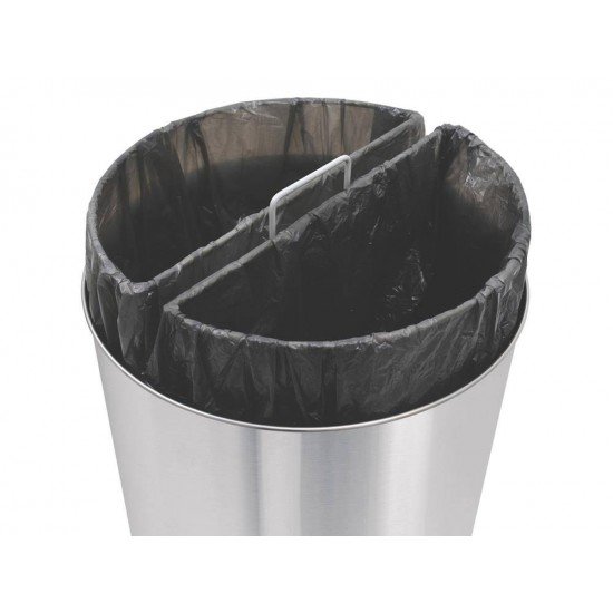 LIXEIRA INOX TRAMONTINA DIVISORIA ACABAMENTO SCOTCH BRITE ARO E BASE EM POLIPROPILENO 2X25L KONIKA
