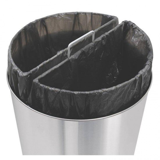 LIXEIRA INOX TRAMONTINA DIVISORIA ACABAMENTO SCOTCH BRITE ARO E BASE EM POLIPROPILENO 2X25L KONIKA