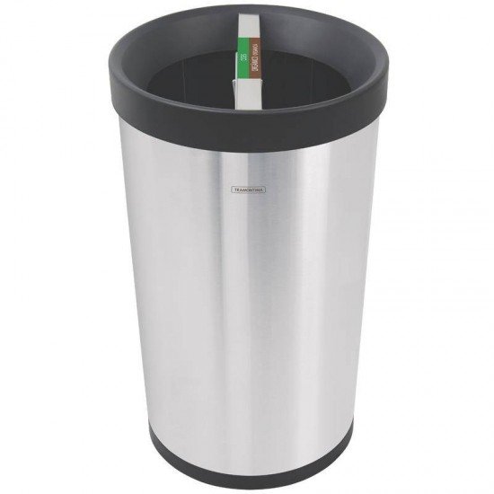 LIXEIRA INOX TRAMONTINA DIVISORIA ACABAMENTO SCOTCH BRITE ARO E BASE EM POLIPROPILENO 2X25L KONIKA