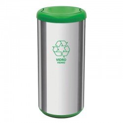 LIXEIRA INOX TRAMONTINA COM ACABAMENTO POLIDO ETAMPA BASCULANTE VERDE EM POLIPROPILENO 40 L