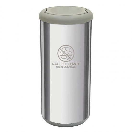 LIXEIRA INOX TRAMONTINA COM ACABAMENTO POLIDO ETAMPA BASCULANTE CINZA EM POLIPROPILENO 40 L