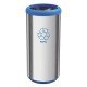 LIXEIRA INOX TRAMONTINA COM ACABAMENTO POLIDO, ARO E BASE AZUL EM POLIPROPILENO 40L