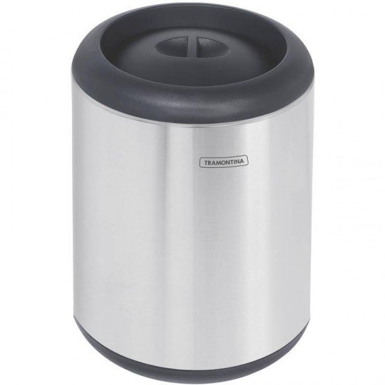 LIXEIRA INOX TRAMONTINA COM ACABAMENTO SCOTCH BRITE E TAMPA INTELIGENTE EM POLIPROPILENO 10 L