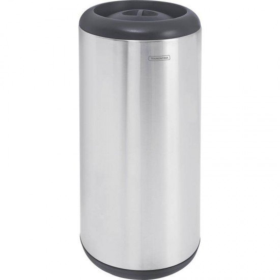 LIXEIRA INOX TRAMONTINA COM ACABAMENTO SCOTCH BRITE E TAMPA INTELIGENTE EM POLIPROPILENO 15L