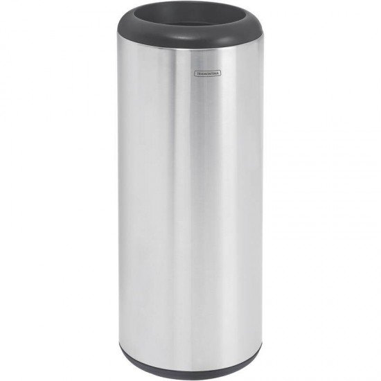 LIXEIRA INOX TRAMONTINA COM ACABAMENTO SCOTCH BRITE ARO E BASE EM POLIPROPILENO 20L