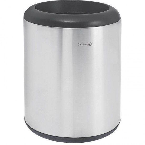 LIXEIRA INOX TRAMONTINA COM ACABAMENTO SCOTCH BRITE ARO E BASE EM POLIPROPILENO 23L