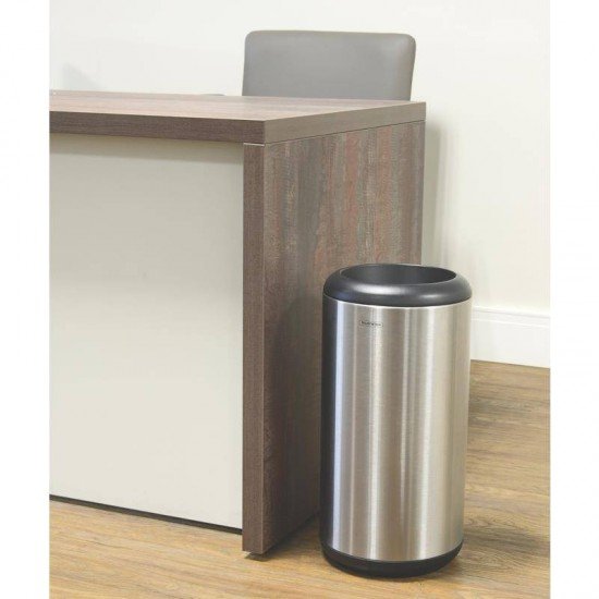 LIXEIRA INOX TRAMONTINA COM ACABAMENTO SCOTCH BRITE ARO E BASE EM POLIPROPILENO 31L