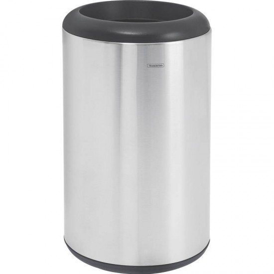 LIXEIRA INOX TRAMONTINA COM ACABAMENTO SCOTCH BRITE ARO E BASE EM POLIPROPILENO 31L