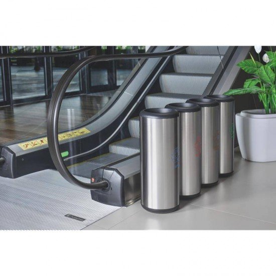 CONJUNTO DE LIXEIRAS COLETA SELETIVA TRAMONTINA EM ACO INOX ACABAMENTO SCOTCH BRITE