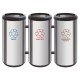 CONJUNTO DE LIXEIRAS PARA COLETA SELETIVA TRAMONTINA EM ACO INOX POLIDO BASE E ARO EM POLIPROPILENO
