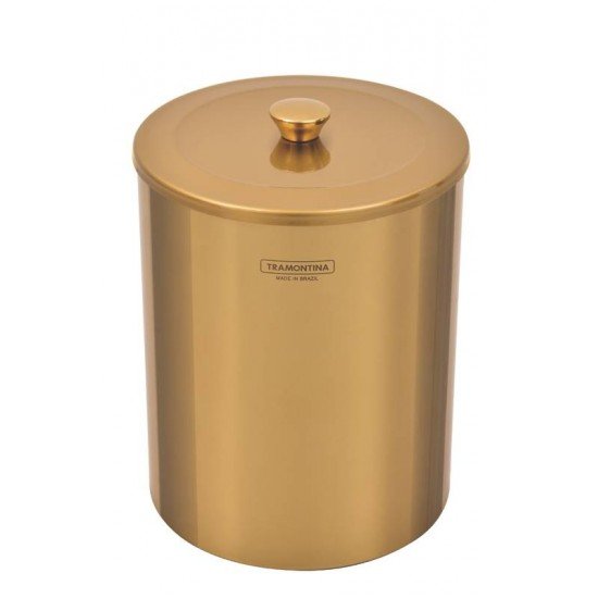 LIXEIRA UTIL EM ACO INOX POLIDO COM REVESTIMENTO GOLD 5 L TRAMONTINA