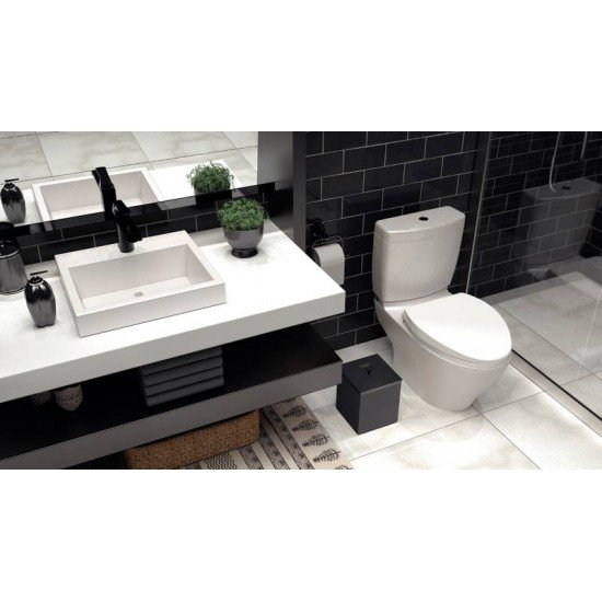 LIXEIRA TRAMONTINA LUZ EM INOX COM ACABAMENTO SCOTCH BRITE E REVESTIMENTO FOSCO BLACK MATTE A BASE DE VERNIZ COM 4,5 L