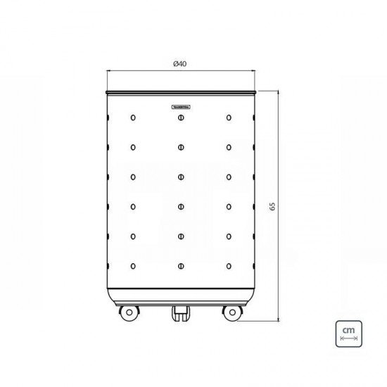 CESTO DE ROUPA BELLA TRAMONTINA ACO INOX ACABAMENTO SCOTCH BRITE RODIZIO E TAMPA BRANCA EM MDF 65KG