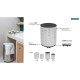 CESTO DE ROUPA BELLA TRAMONTINA EM ACO INOX ACABAMENTO SCOTCH BRITE RODIZIO TAMPA PRETA EM MDF 35KG