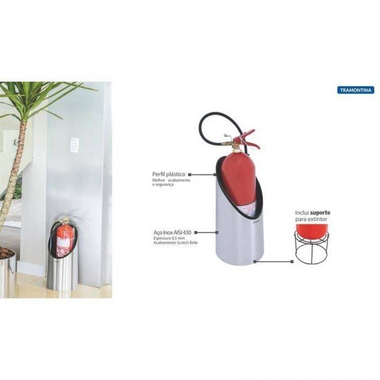 PORTA EXTINTOR TRAMONTINA EM ACO INOX COM ACABAMENTO SCOTCH BRITE