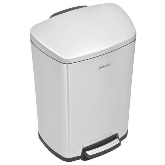LIXEIRA INOX COM PEDAL TRAMONTINA COM ACABAMENTO SCOTCH BRITE E BALDE INTERNO REMOVIVEL 45L