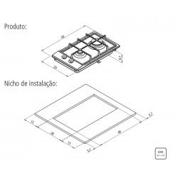 COOKTOP A GAS TRAMONTINA DOMINO 2GX HE SAFESTOP 30 EM ACO INOX