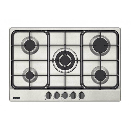 COOKTOP A GAS PENTA FF 5GX TRIPLA CHAMA 75 EM AÇO INOX 5 QUEIMADORES TRAMONTINA