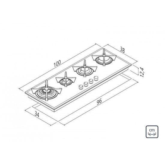 COOKTOP A GAS EM VIDRO TEMPERADO BRANCO E TREMPES EM FERRO FUNDIDO COM ACEND. AUT. 4 QUEIMADORES TRA