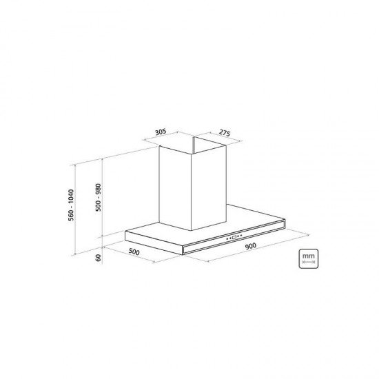 COIFA DE PAREDE TRAMONTINA INOX DRITTA BLACK TOUCH 90