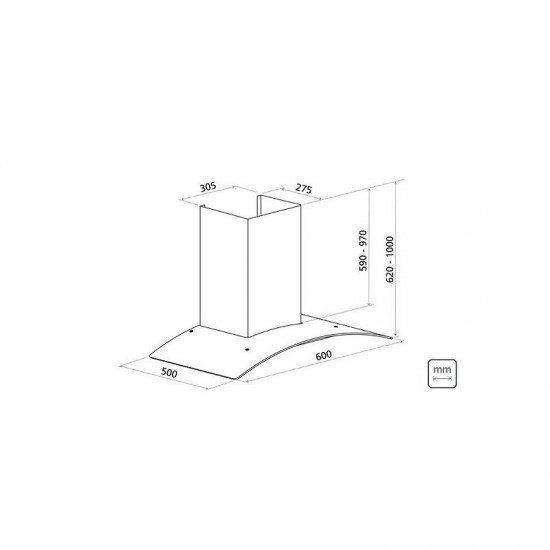 COIFA DE PAREDE TRAMONTINA INOX NEW VETRO BLACK TOUCH 60