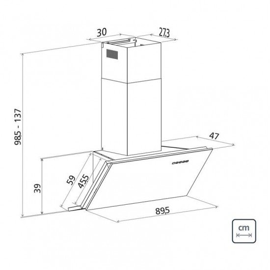 COIFA DE PAREDE TRAMONTINA ANGLE IX EM ACO INOX 90 CM 220V