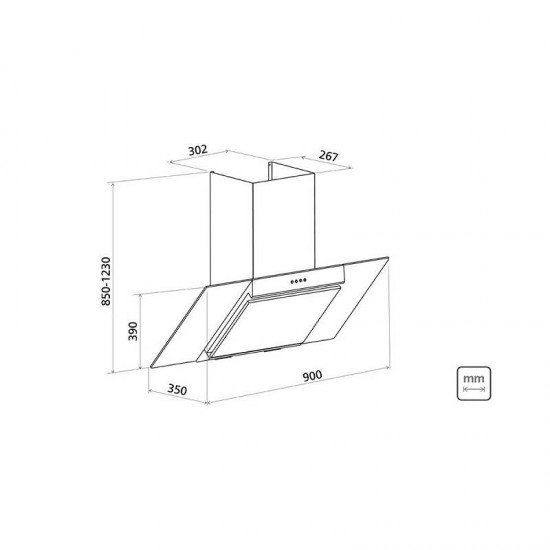 COIFA DE PAREDE TRAMONTINA NEW VETRO WALL FLAT W 90