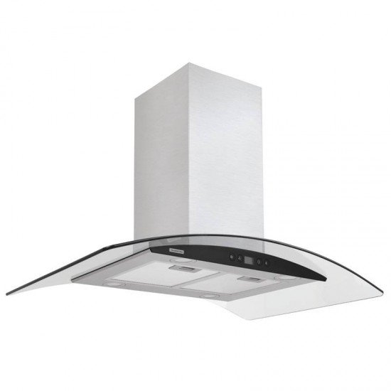 COIFA DE ILHA TRAMONTINA VETRO ISLA BLACK TOUCH 90 EM ACO INOX E VIDRO TEMPERADO 220V