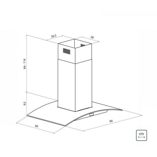 COIFA DE ILHA TRAMONTINA VETRO ISLA BLACK TOUCH 90 EM ACO INOX E VIDRO TEMPERADO 220V