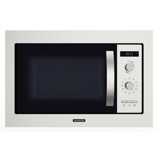 MICRO-ONDAS DE EMBUTIR TRAMONTINA INOX 60 25 L EM AÇO INOX COM ACABAMENTO SCOTCH BRITE 8 FUNÇÕES