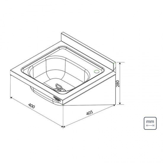 LAVATORIO DE PAREDE EM ACO INOX 40X40 SEM ACESSORIOS PARA USO PROFISSIONAL