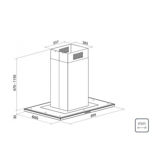 COIFA DE ILHA SLIM ISLA 90 EM AÇO INOX 90 CM 220V TRAMONTINA