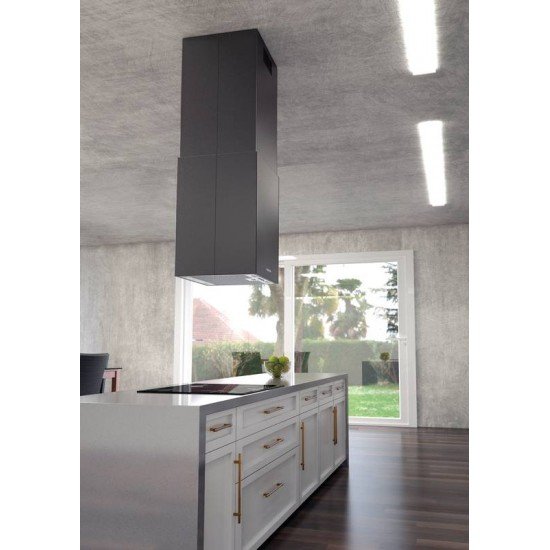 COIFA DE ILHA TRAMONTINA SQUARE ISLA 40 SILENT EM AÇO INOX BLACK STEEL E TRATAMENTO ANTI DIGITAIS 40 CM 220V