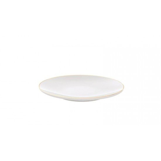 PRATO SOBREMESA ANNA EM PORCELANA DECORADA EM ACABAMENTO COM FIO DOURADO 21 CM TRAMONTINA