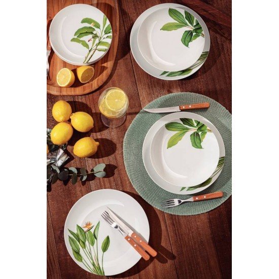 JOGO DE PRATOS TRAMONTINA GRAZIELA EM PORCELANA DECORADA 12 PEÇAS
