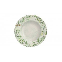PRATO RASO TRAMONTINA OLIVA EM PORCELANA DECORADA 28 CM