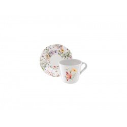CONJUNTO XÍCARA E PIRES DE CHÁ ANA CLARA EM PORCELANA DECORADA TRAMONTINA
