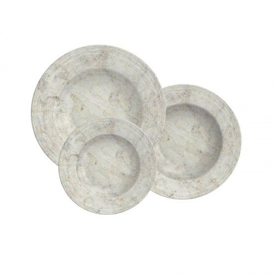 JOGO DE PRATOS TRAMONTINA TRAVERTINO EM PORCELANA DECORADA 18 PEÇAS