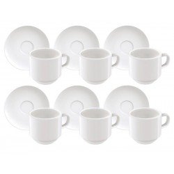 DISPLAY 12 PEÇAS DE XÍCARAS DE CAFÉ PAOLA EM PORCELANA 100 ML TRAMONTINA