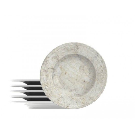 KIT PRATO SOBREMESA TRAMONTINA TRAVERTINO EM PORCELANA DECORADA 21 CM 06 PEÇAS